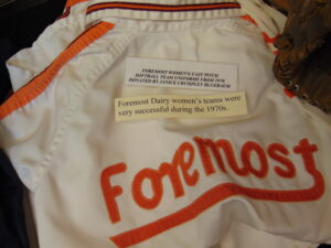 The Foremost Dairy jersey worn by Janice Crumpley-Bluebaum.