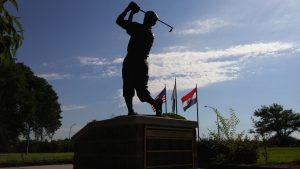 Payne Stewart's larger-than-life bronze statue was dedicated on Aug. 12, 2000.