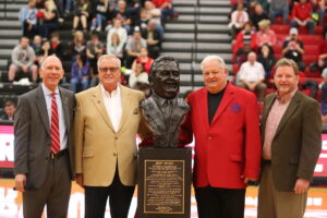 From left: Central Missouri president Dr. Chuck Ambrose, MSHOF President and Executive Director Jerald Andrews, UCM athletic director Jerry Hughes and the Hall's Executive Vice President, Marty Willadsen.