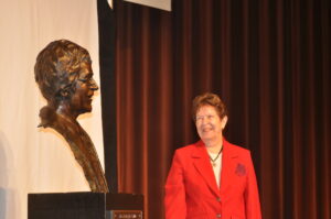 Dr. Mary Jo Wynn during our unveiling of her bronze bust in April 2014. (Photo courtesy of News-Leader.)